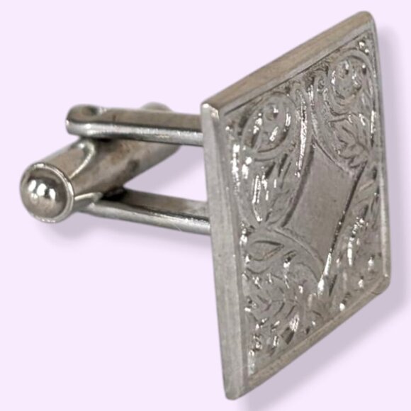 (2/$20) Vintage SINGLE Swirly Square Cufflink - Picture 1 of 5